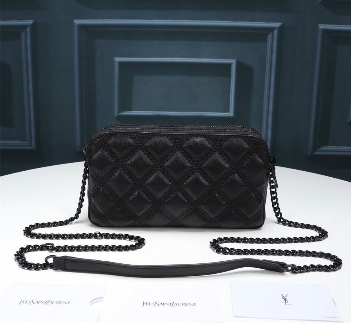 YSL Mini in matelasse totale black