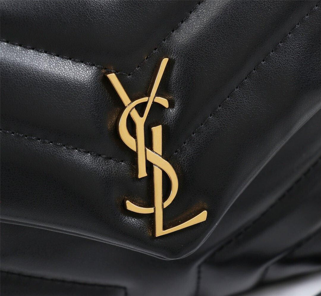 YSL Borsa Loulou Toy in pelle logo oro